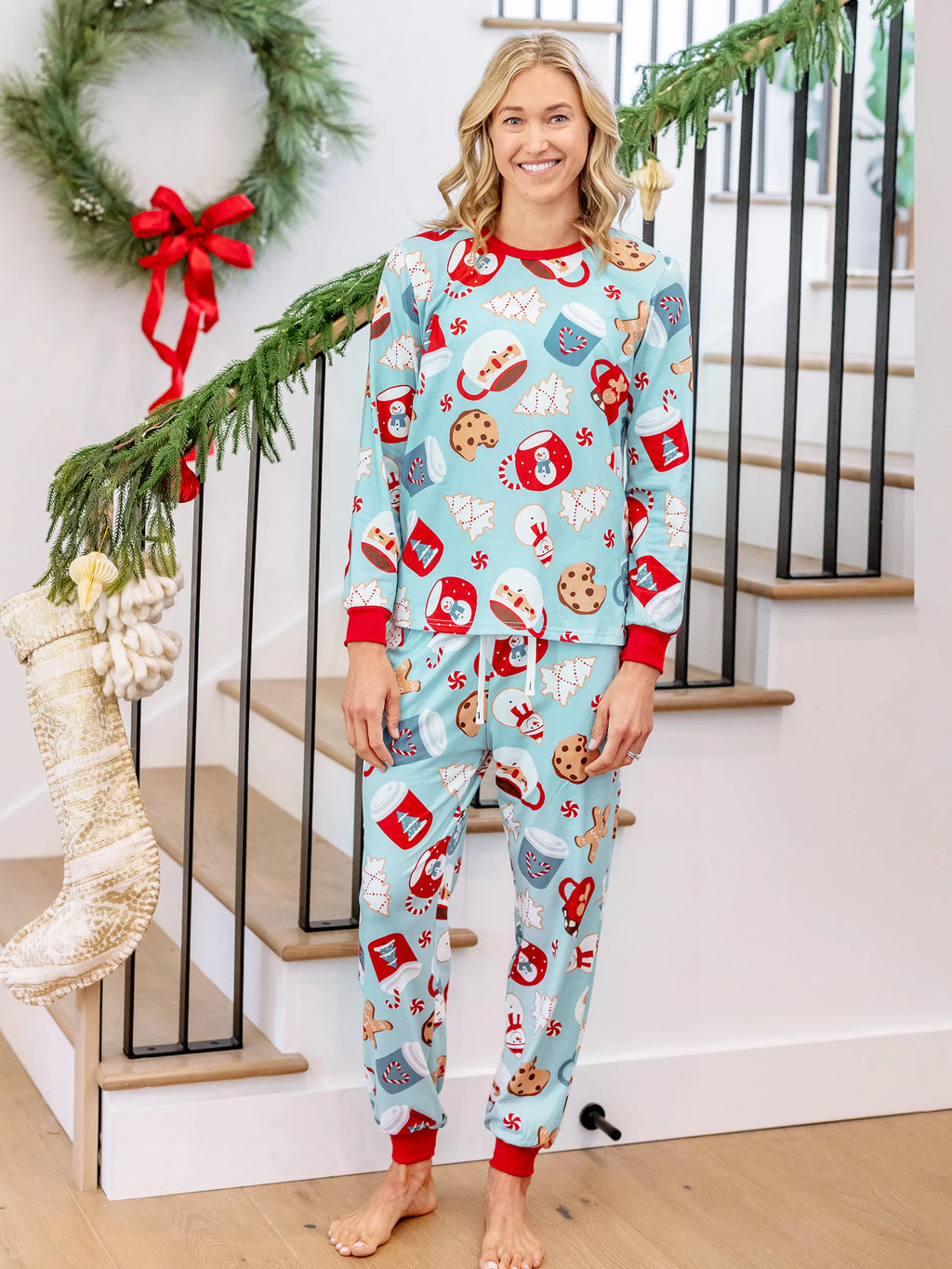 Christmas Matching Family Pyjama Set Sky Blue - Seoul Glow