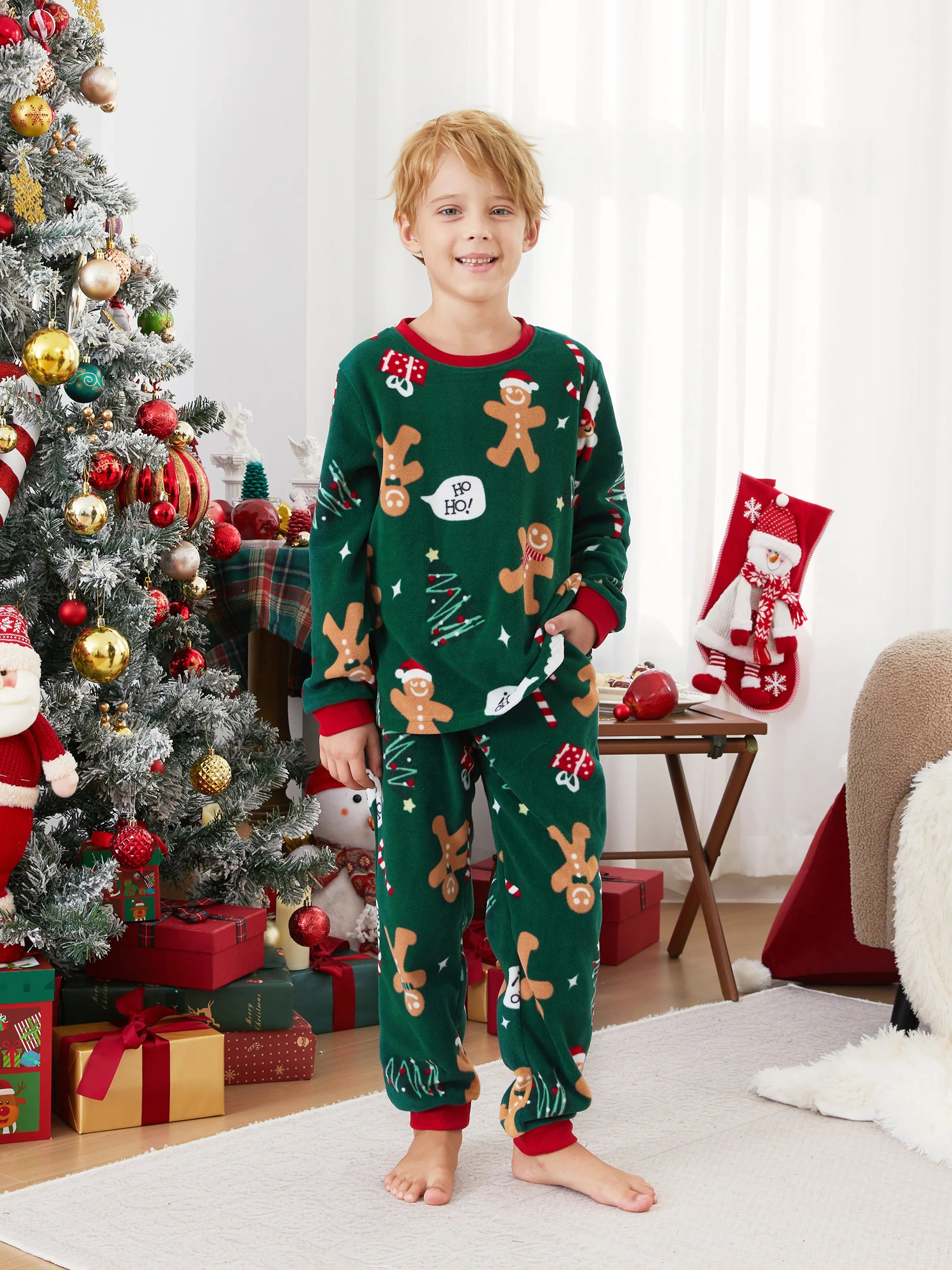 Christmas Matching Family Pyjama Set Dark Green Reindeer - Seoul Glow