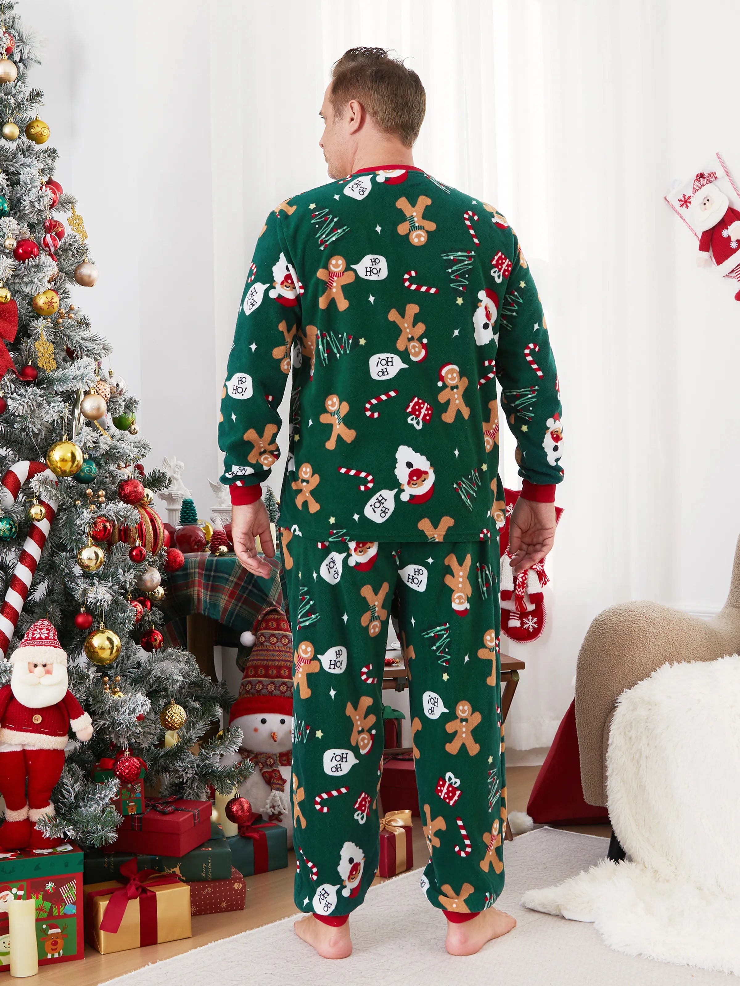 Christmas Matching Family Pyjama Set Dark Green Reindeer - Seoul Glow