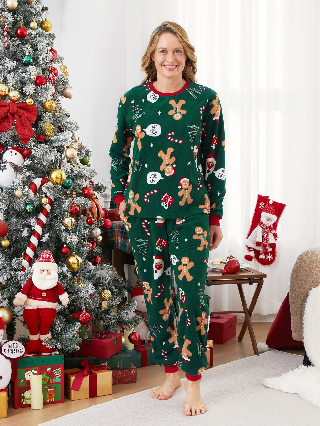 Christmas Matching Family Pyjama Set Dark Green Reindeer - Seoul Glow