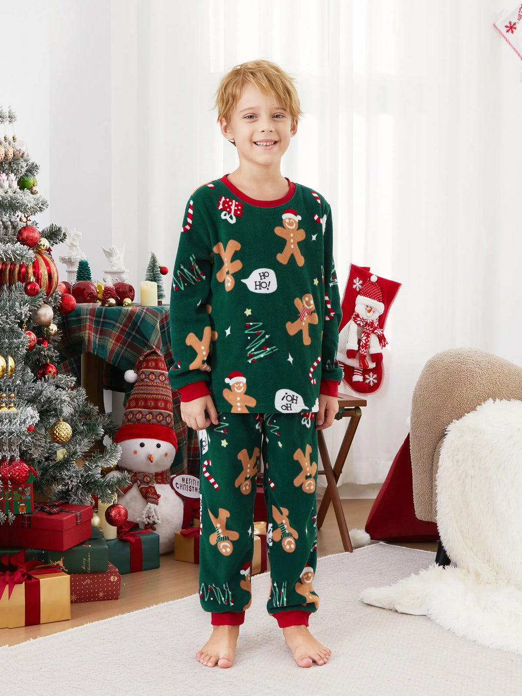 Christmas Matching Family Pyjama Set Dark Green Reindeer - Seoul Glow