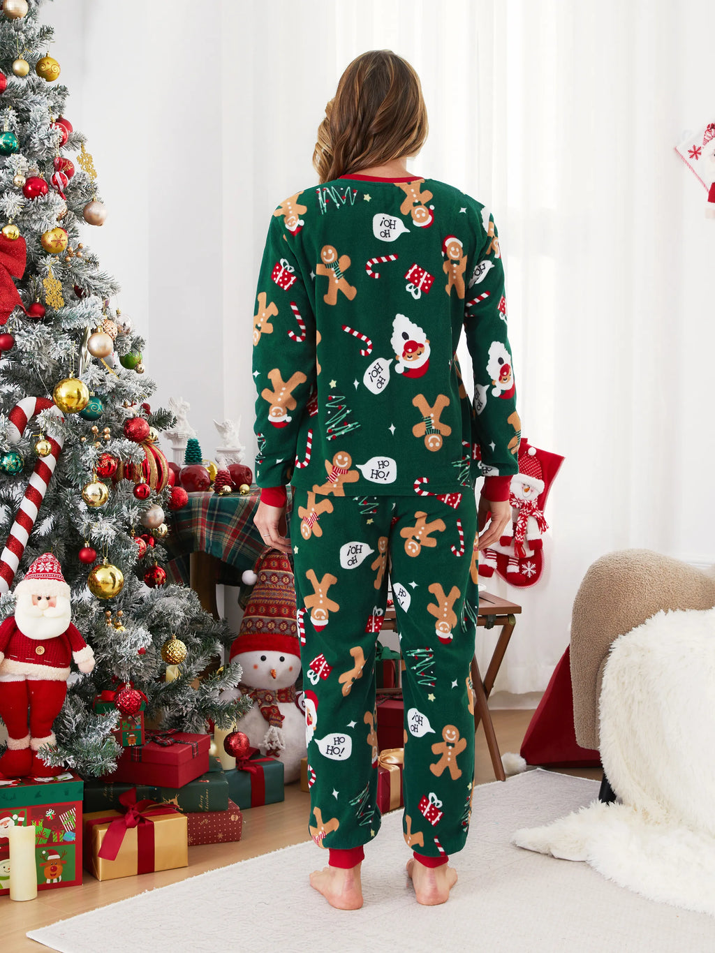 Christmas Matching Family Pyjama Set Dark Green Reindeer - Seoul Glow