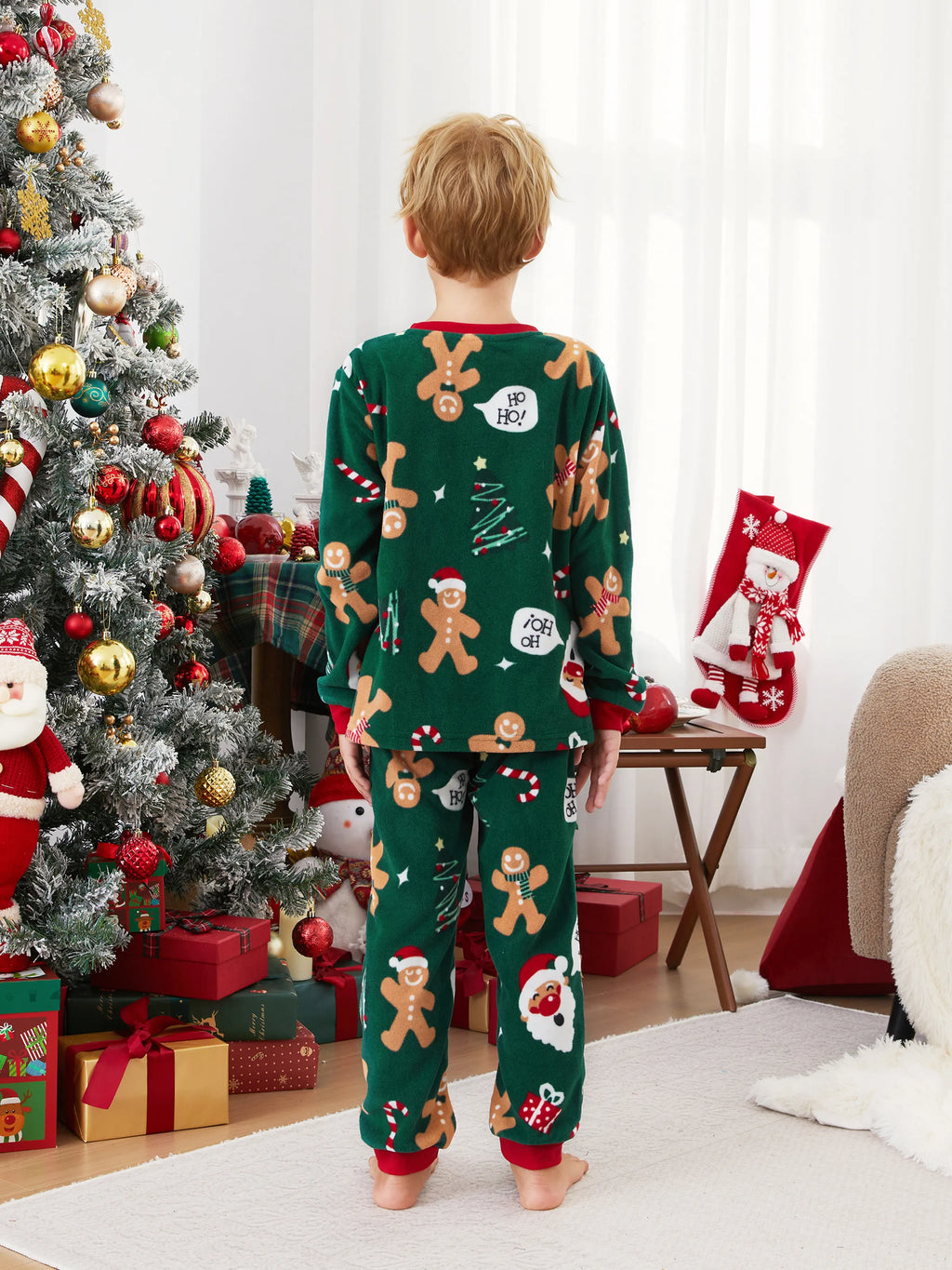 Christmas Matching Family Pyjama Set Dark Green Reindeer - Seoul Glow