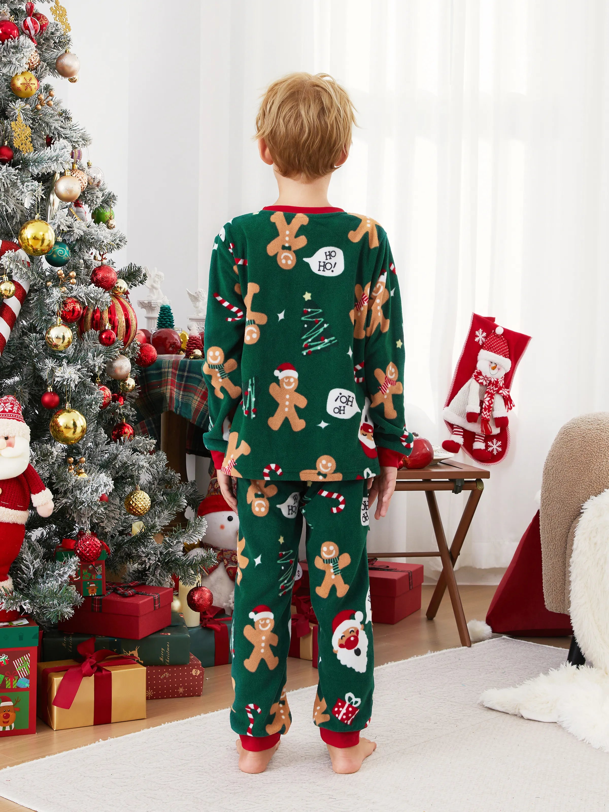 Christmas Matching Family Pyjama Set Dark Green Reindeer - Seoul Glow