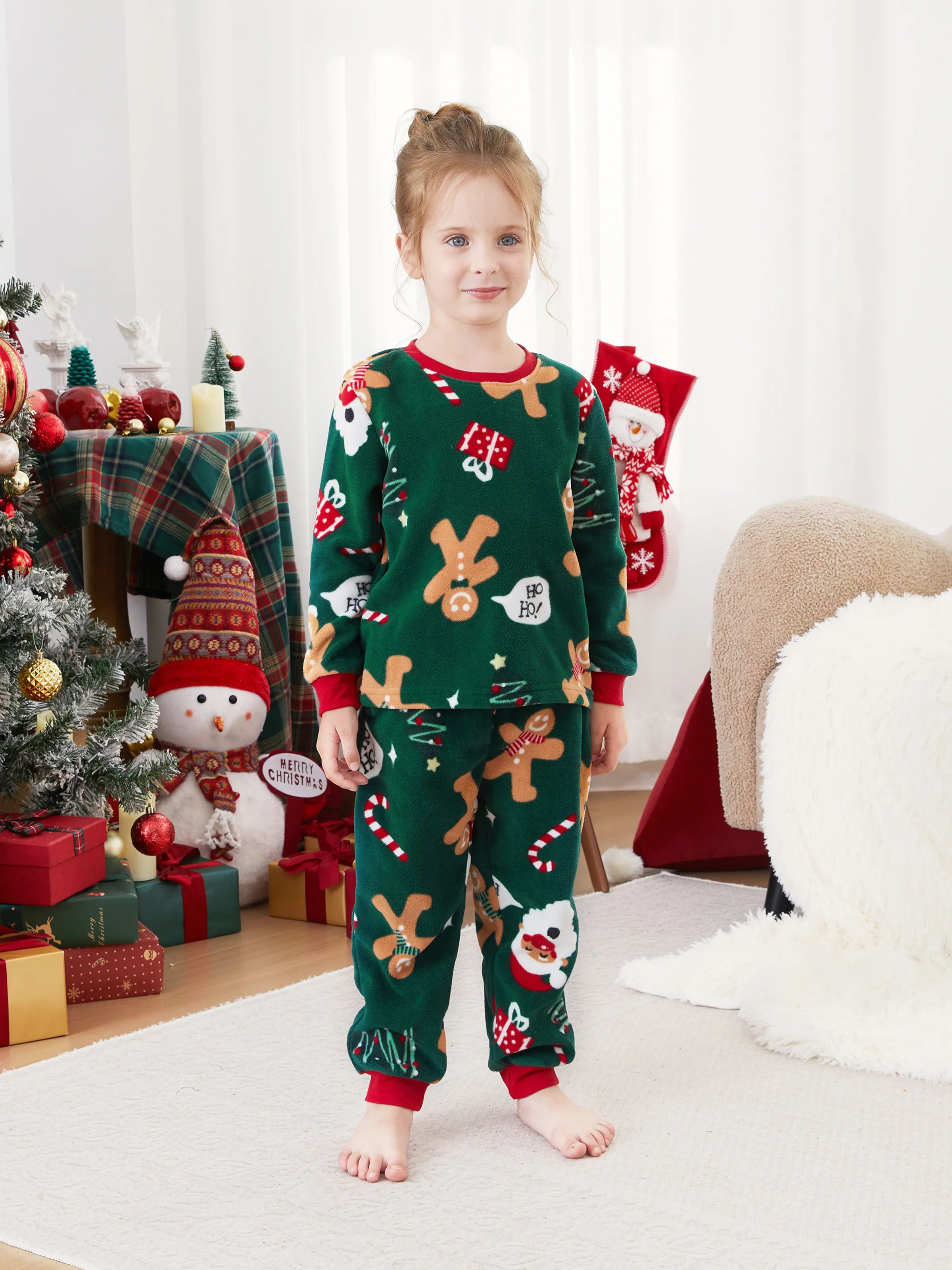 Christmas Matching Family Pyjama Set Dark Green Reindeer - Seoul Glow